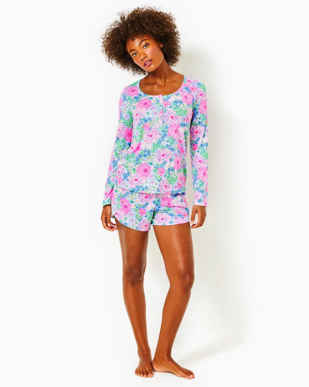 Lilly Pulitzer Pajama Henley Top Multi Lil Soiree All Day | Women Loungewear
