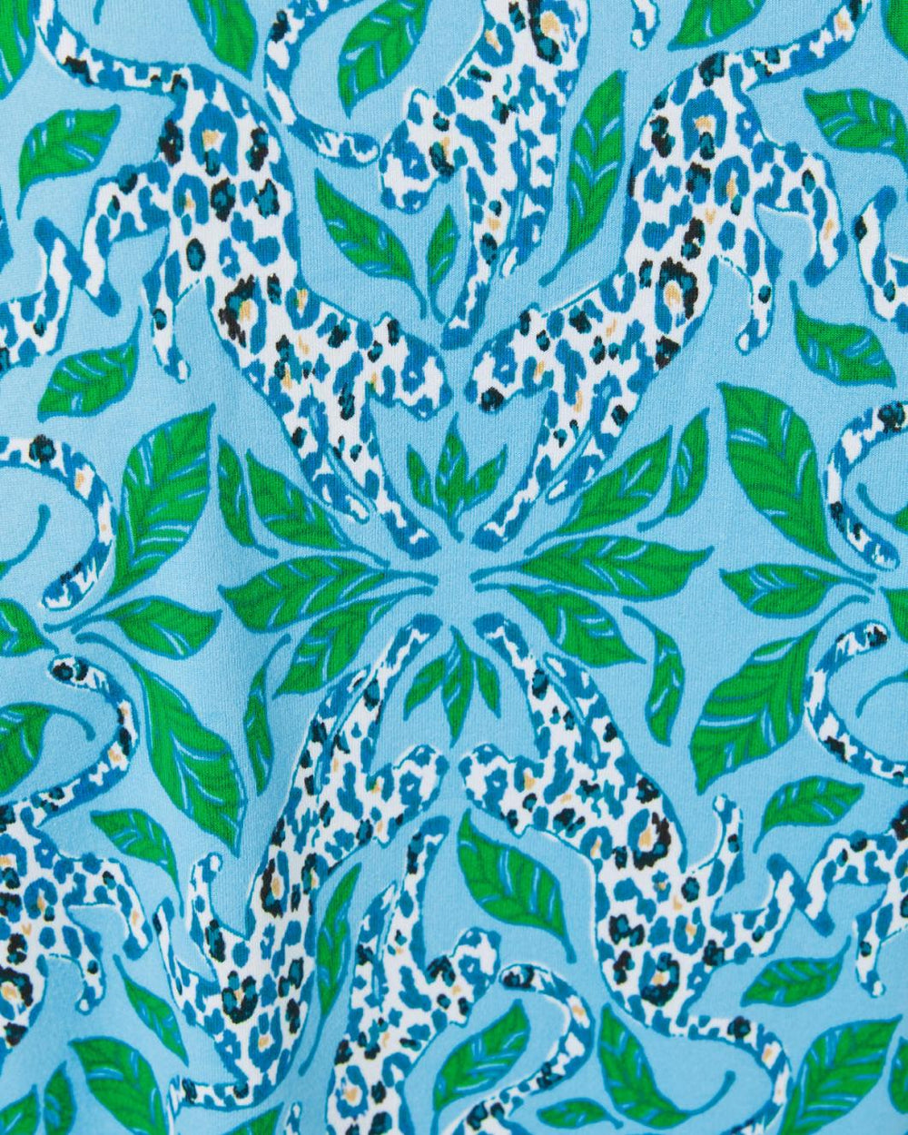Lilly Pulitzer Pajama Knit Long Sleeve Button-Up Top Bon Bon Blue Leapin Leopards | Women Loungewear