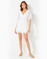 Lilly Pulitzer Parigi Skort Romper Resort White Scalloped Shell Lace | Women Rompers &amp; Jumpsuits