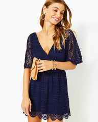 Lilly Pulitzer Parigi Skort Romper True Navy Scalloped Shell Lace | Women Rompers &amp; Jumpsuits