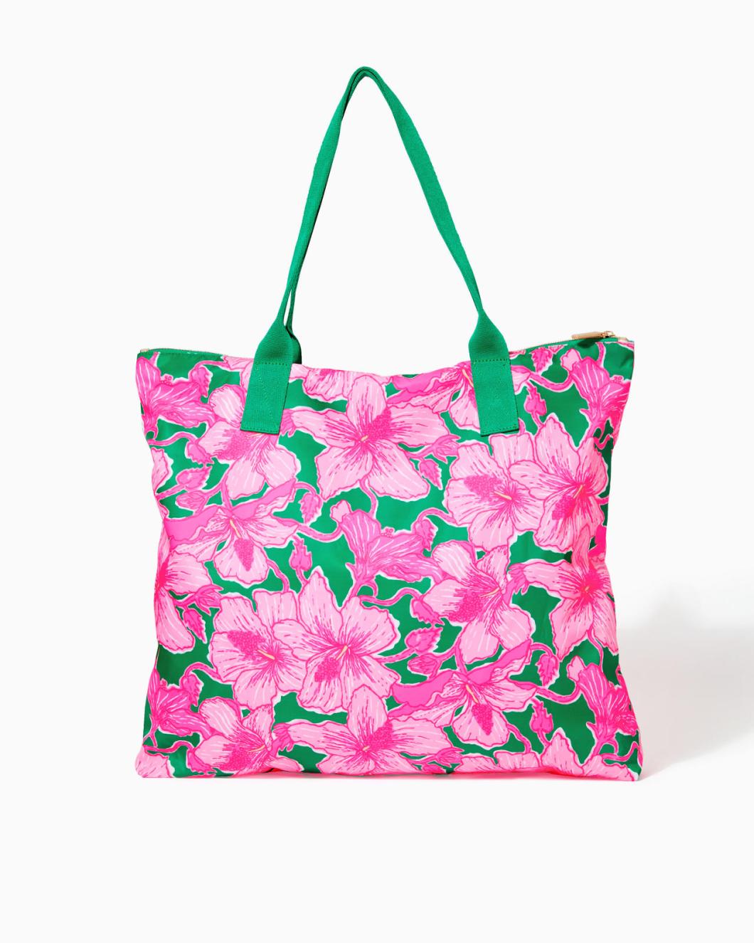 Lilly Pulitzer Piper Packable Tote Kelly Green Hibis Kiss | Women Bags