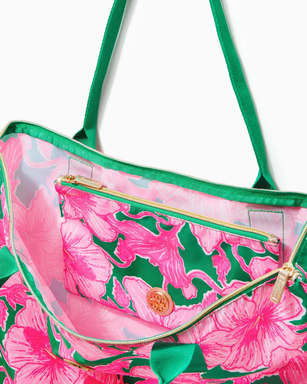 Lilly Pulitzer Piper Packable Tote Kelly Green Hibis Kiss | Women Bags