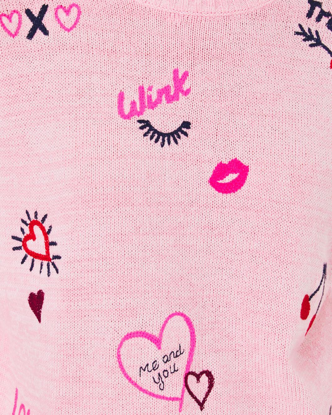 Lilly Pulitzer Pippy Sweater Heathered Peony Pink Valentine Embroidery | Women Tops