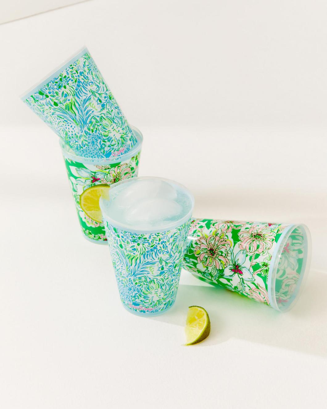 Lilly Pulitzer Pool Cups Hydra Blue Dandy Lions | Women Tabletop