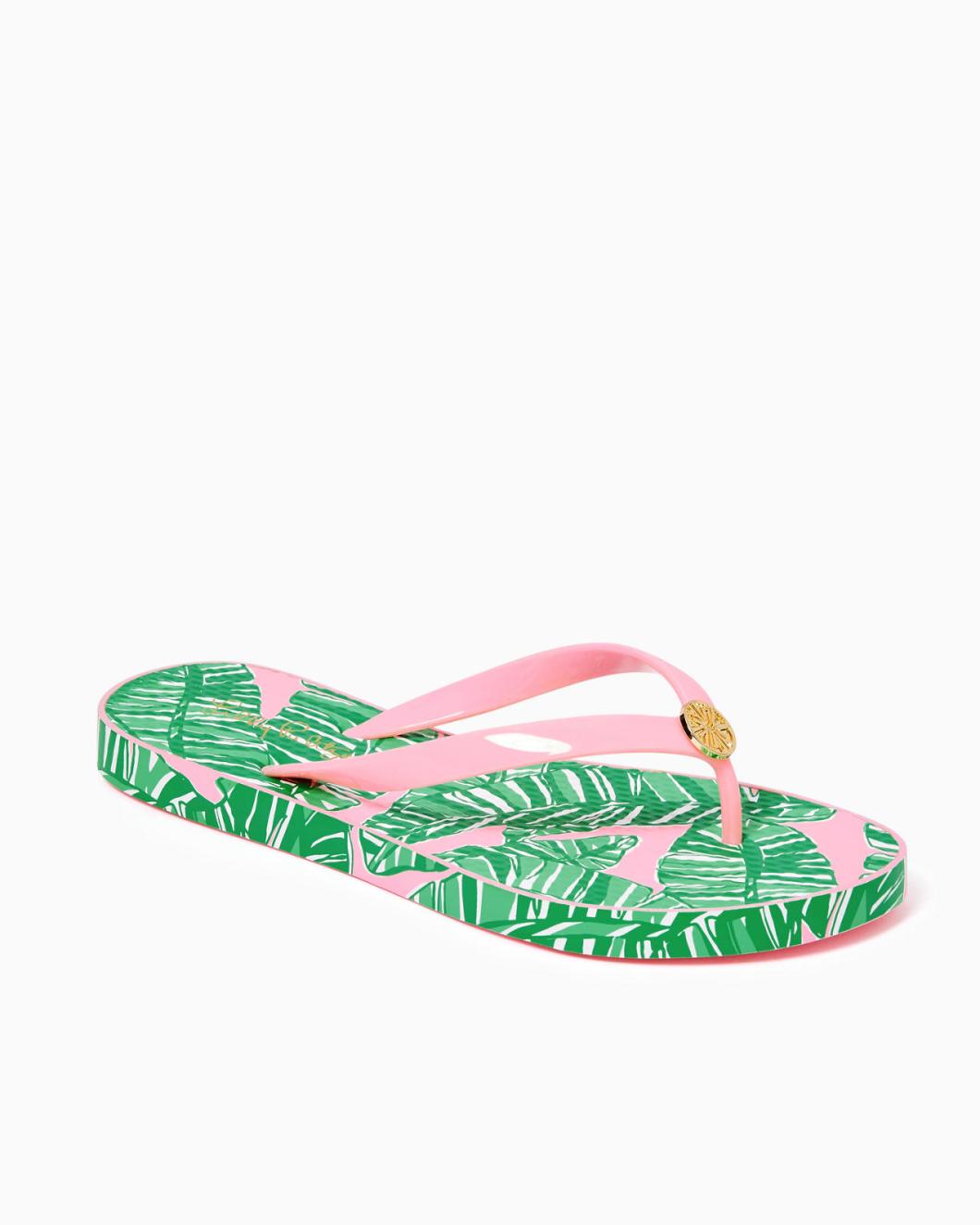 Lilly Pulitzer Pool Flip Flop Conch Shell Pink Lets Go Bananas Shoe | Women Shoes