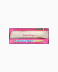 Lilly Pulitzer Pouch With Pen Surf Blue Soleil It On Me | Women Office Supplies &amp; Stationery