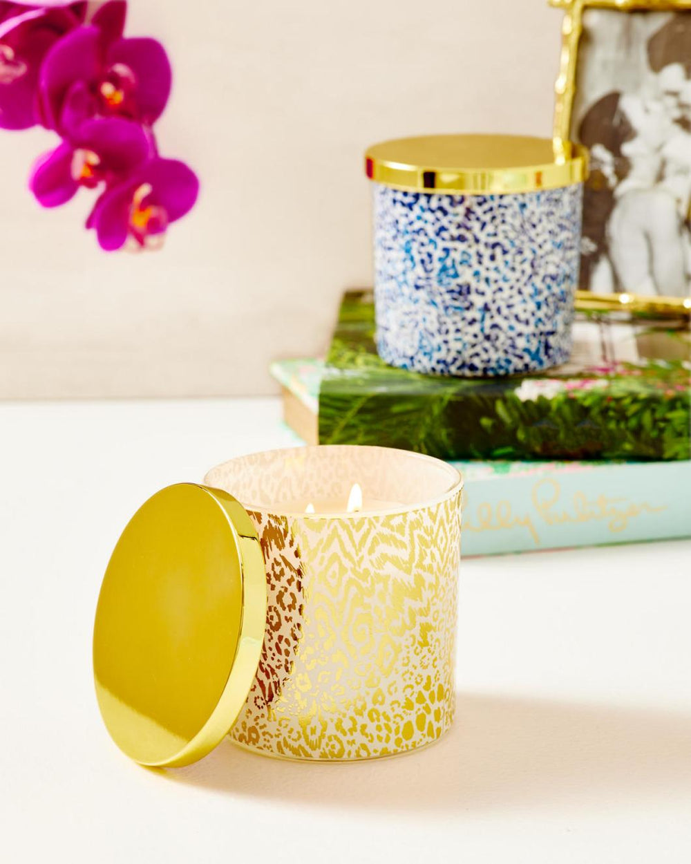 Lilly Pulitzer Printed Candle Gold Metallic Pattern Play | Women Home Decor