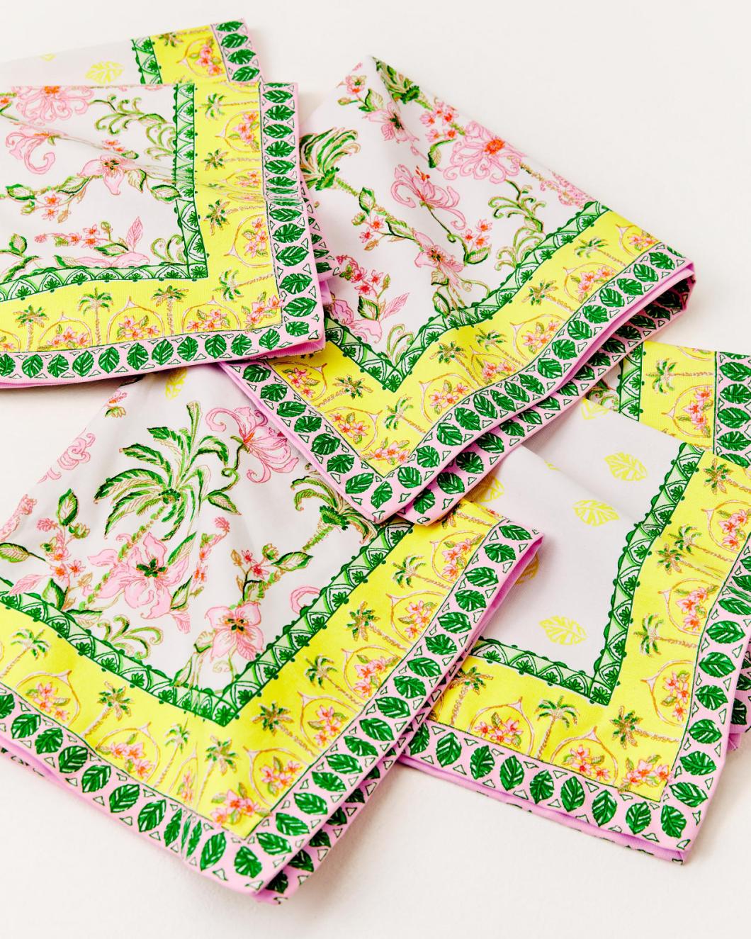 Lilly Pulitzer Printed Dinner Napkin Set Finch Yellow Tropical Oasis Engineered Napkins | Women Tabletop