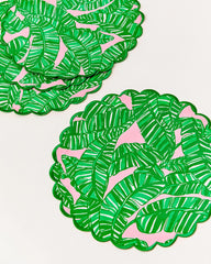 Lilly Pulitzer Printed Scallop Edge Placemat Set Conch Shell Pink Lets Go Bananas | Women Tabletop