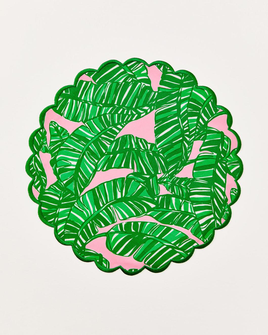 Lilly Pulitzer Printed Scallop Edge Placemat Set Conch Shell Pink Lets Go Bananas | Women Tabletop