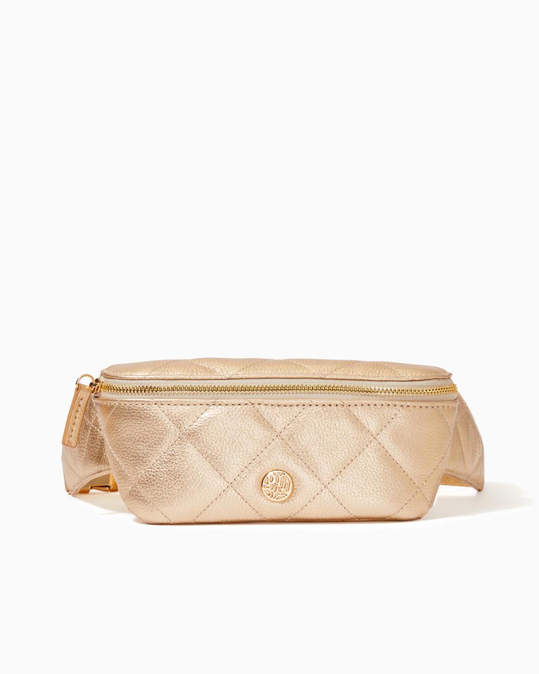 Lilly Pulitzer Quilted Leather Kenton Belt Bag Gold Metallic | Women Bags