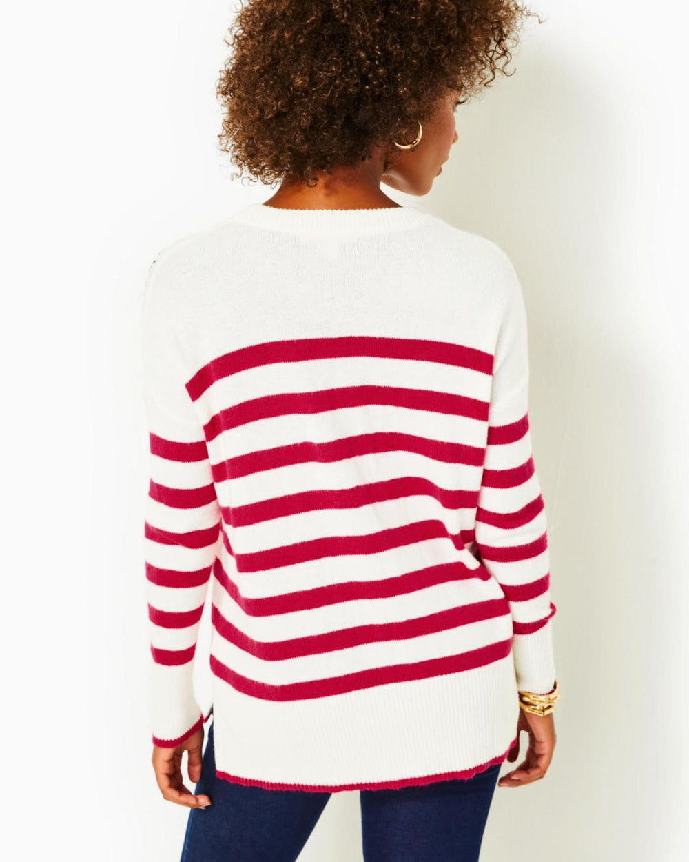 Lilly Pulitzer Quince Sweater Poinsettia Red Cruise Stripe | Women Tops