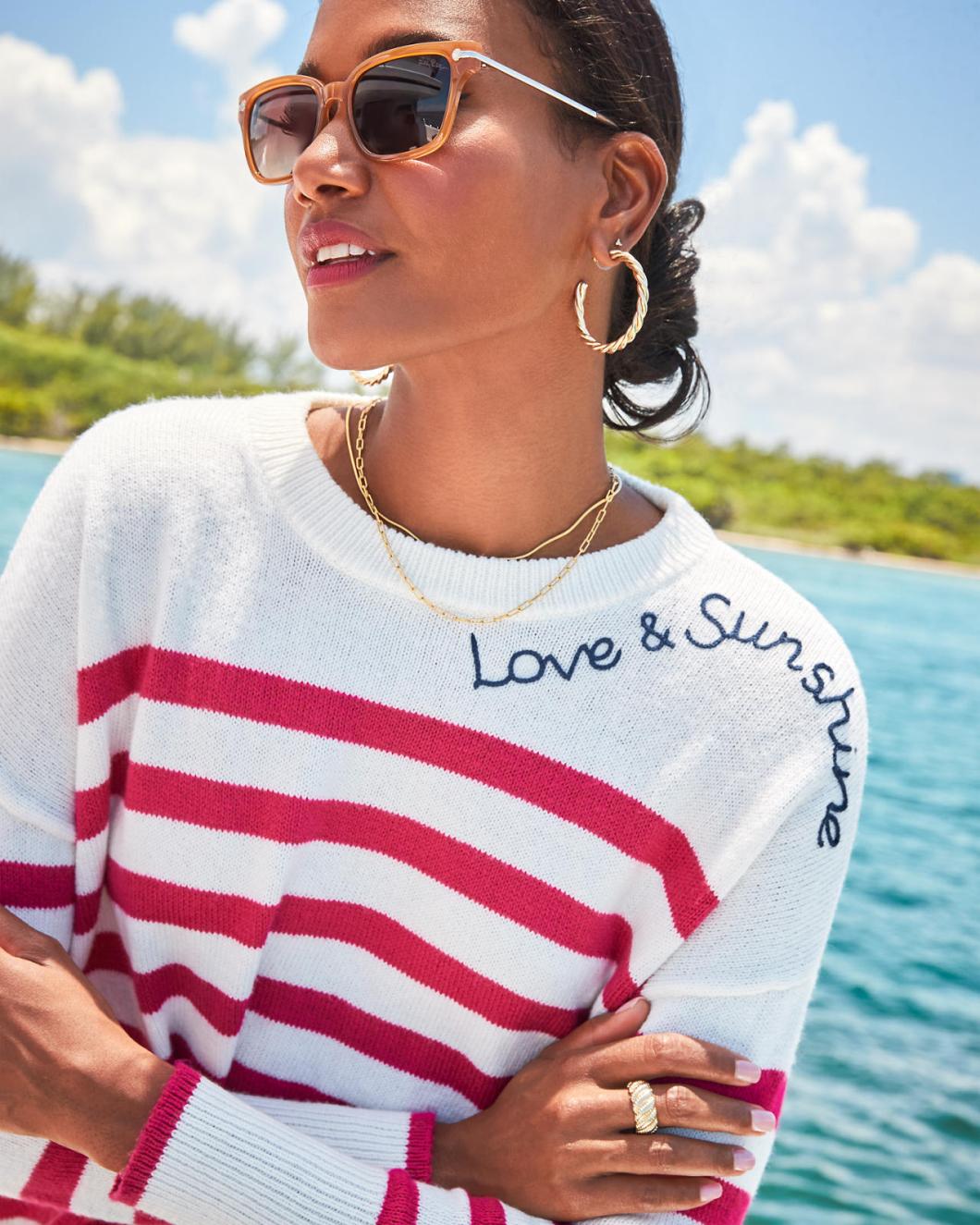 Lilly Pulitzer Quince Sweater Poinsettia Red Cruise Stripe | Women Tops