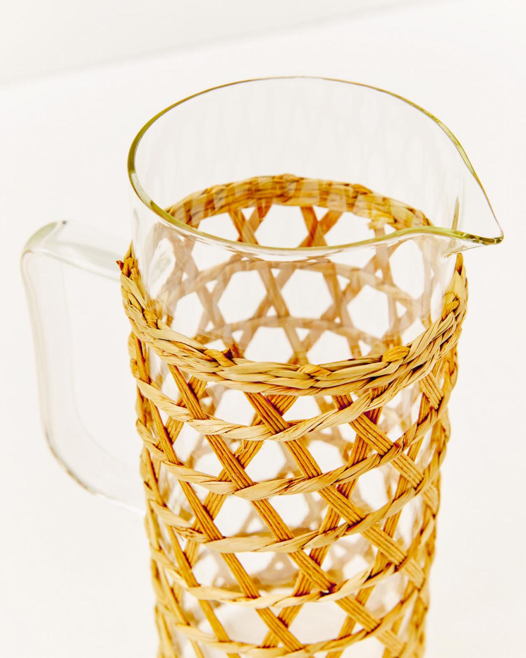 Lilly Pulitzer Raffia Wrapped Glass Pitcher Natural | Women Tabletop