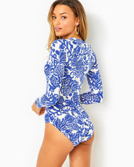 Lilly Pulitzer Randee Rashguard One-Piece Swimsuit Deeper Coconut Ride With Me | Women Swimsuits