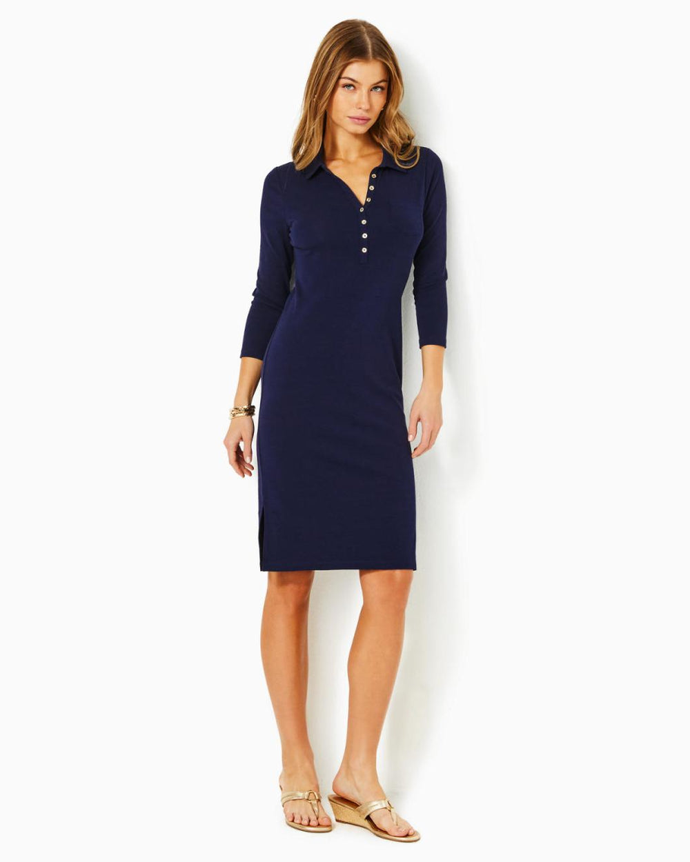 Lilly Pulitzer Reema Polo Dress True Navy | Women Fitted Dresses
