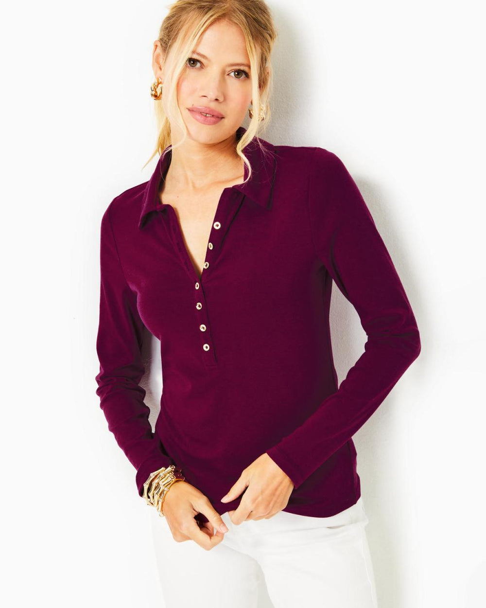 Lilly Pulitzer Reema Polo Top Amarena Cherry | Women Tops