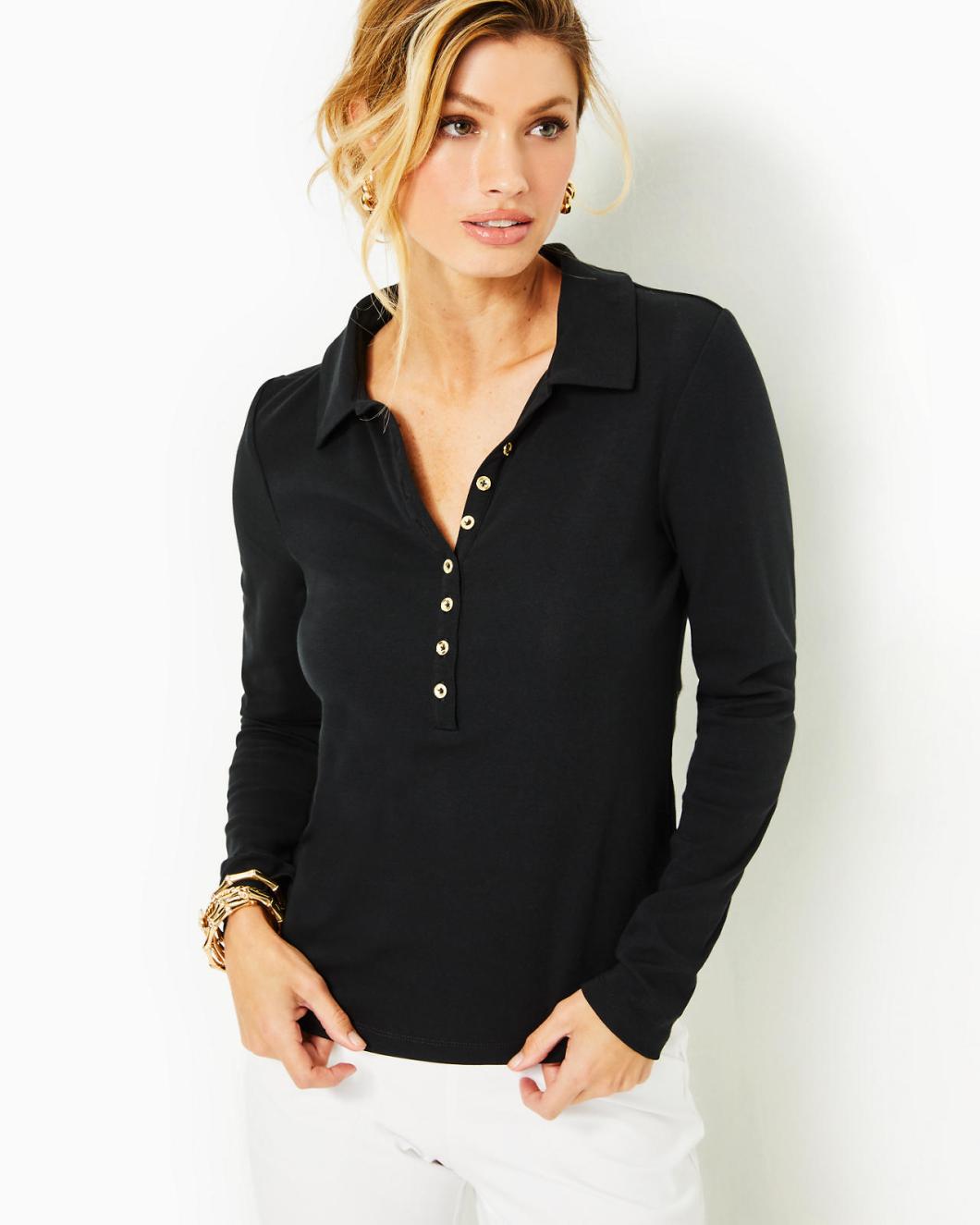 Lilly Pulitzer Reema Polo Top Onyx | Women Tops