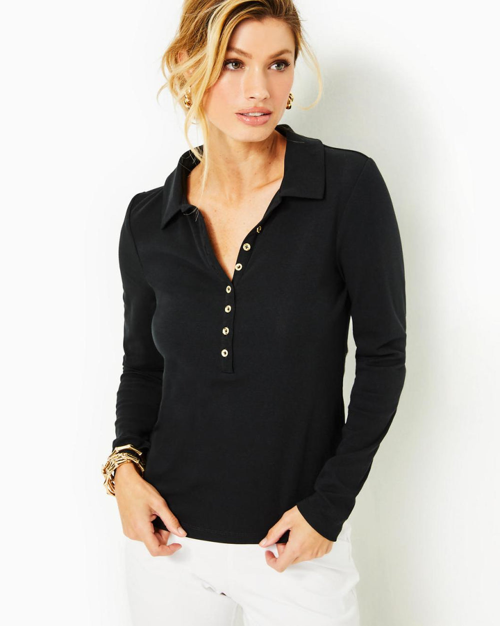 Lilly Pulitzer Reema Polo Top Onyx | Women Tops