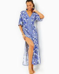 Lilly Pulitzer Remelle Maxi Cover-Up Deeper Coconut Ride With Me Engineered Coverup | Women Cover-Ups