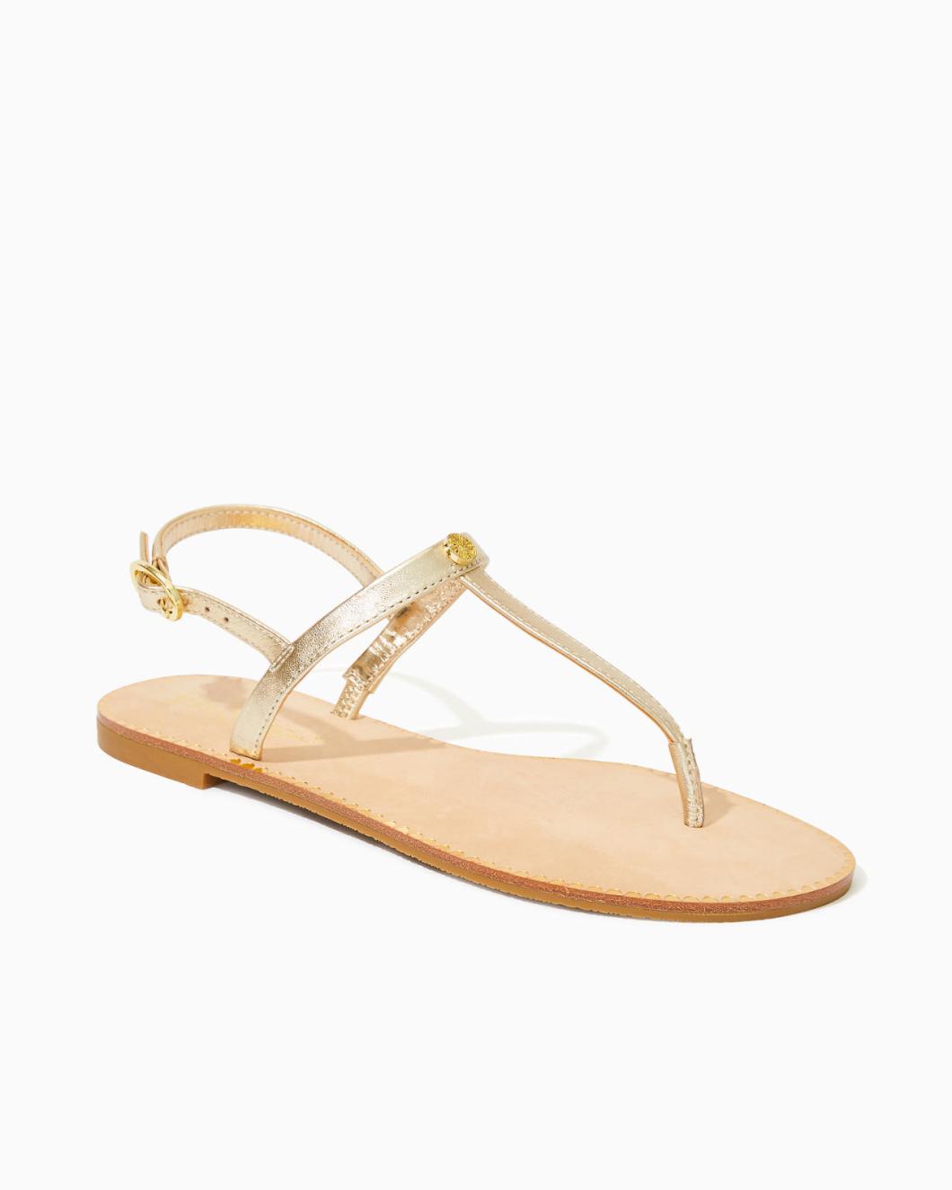 Lilly Pulitzer Rita T-Strap Sandal Gold Metallic | Women Shoes