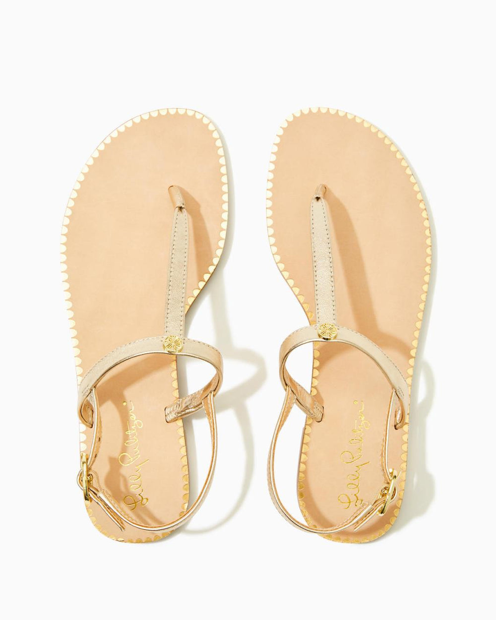 Lilly Pulitzer Rita T-Strap Sandal Gold Metallic | Women Shoes