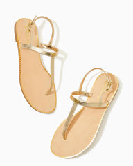 Lilly Pulitzer Rita T-Strap Sandal Gold Metallic | Women Shoes