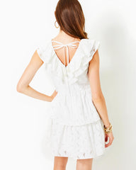Lilly Pulitzer Ritamarie Ruffle Dress Resort White Flora Faille | Women Fit &amp; Flare Dresses