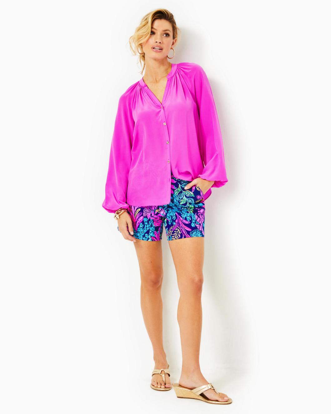 Lilly Pulitzer Saige Silk Top Orchid Oasis | Women Tops