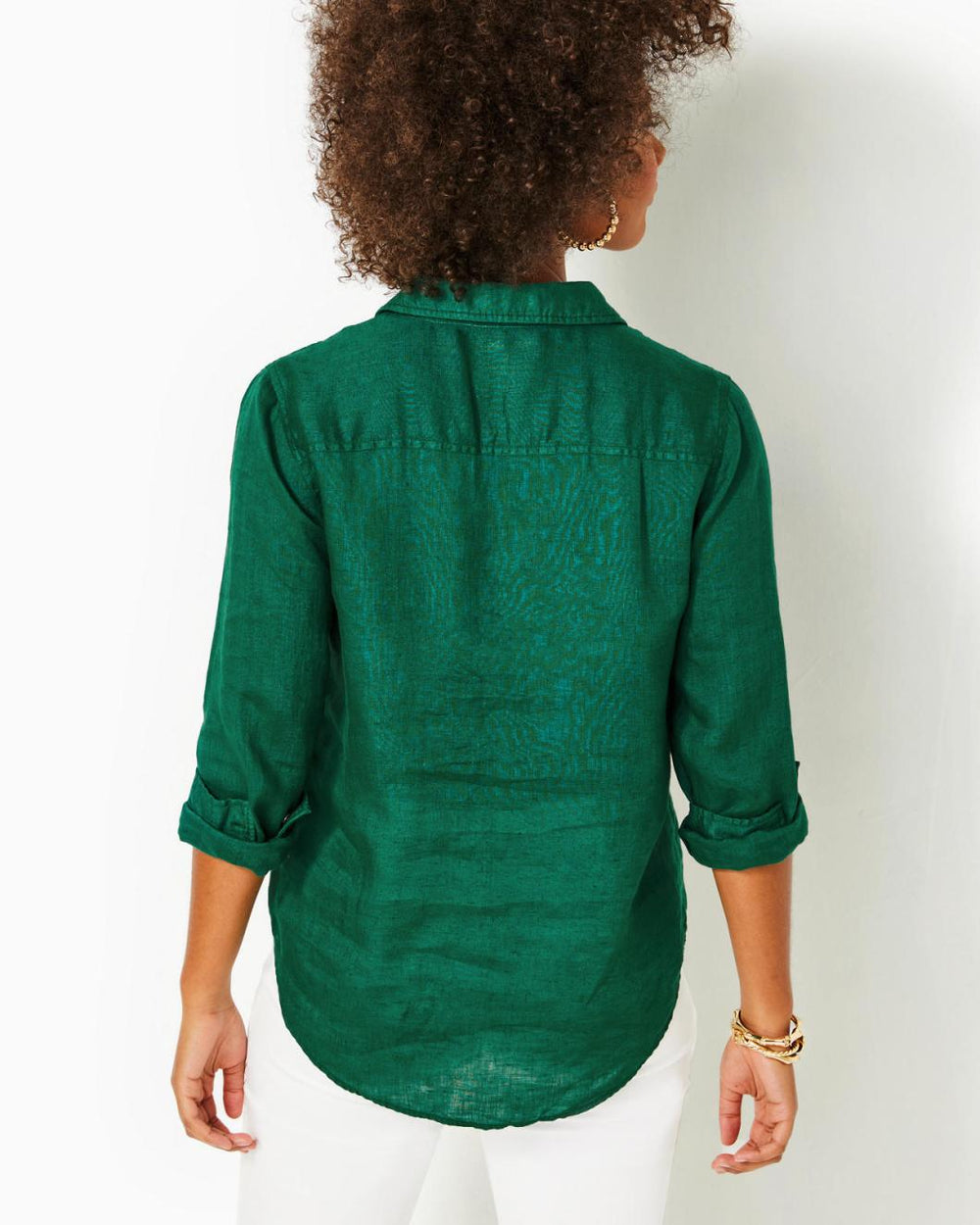 Lilly Pulitzer Sea View Linen Button Down Top Evergreen X Evergreen | Women Tops