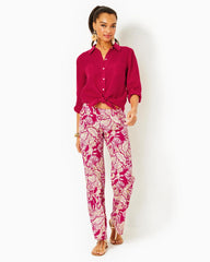 Lilly Pulitzer Sea View Linen Button Down Top Poinsettia Red X Poinsettia Red | Women Tops