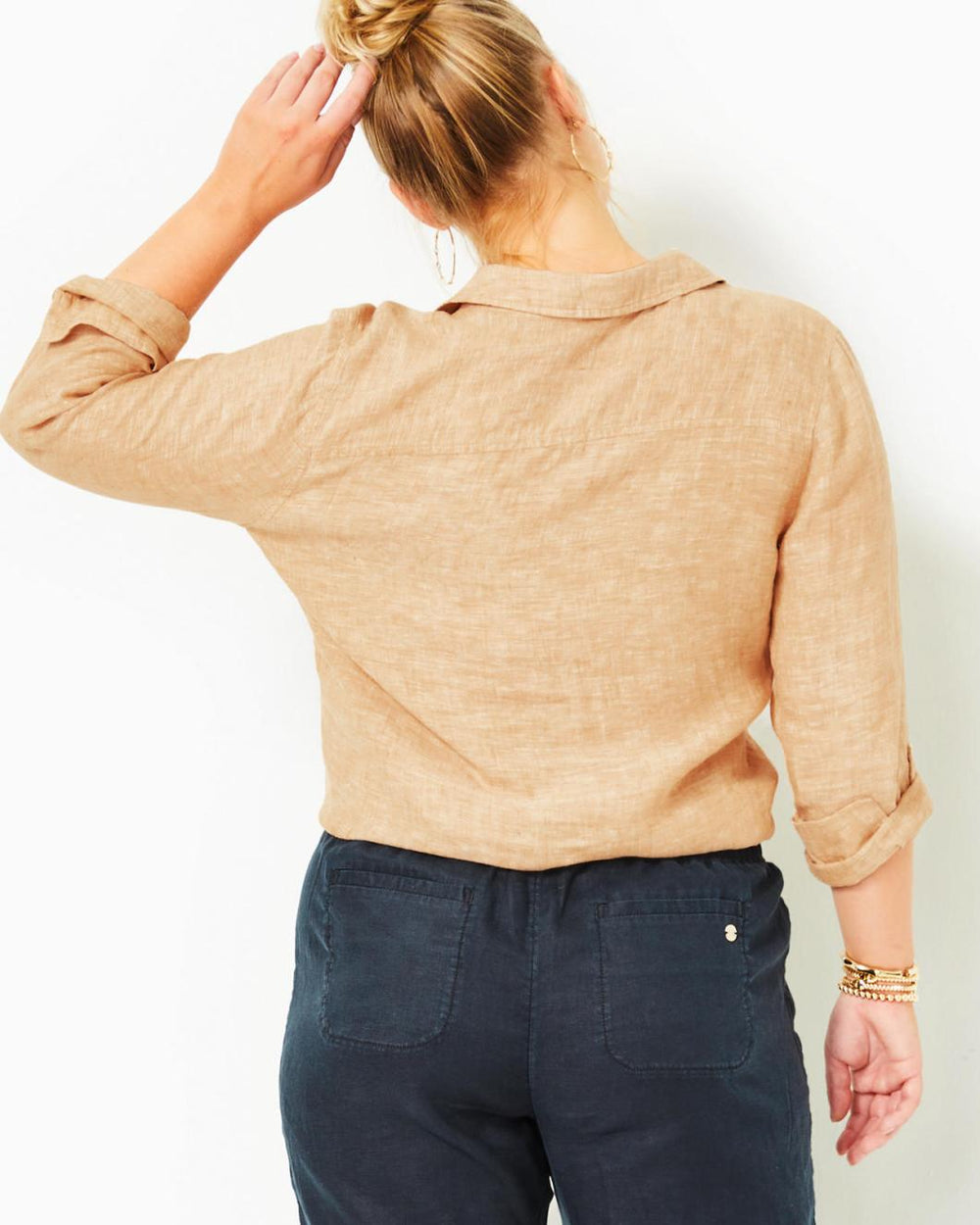 Lilly Pulitzer Sea View Linen Button Down Top Rattan X Resort White | Women Tops