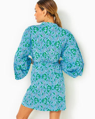 Lilly Pulitzer Sherona Knit Robe Bon Bon Blue Leapin Leopards | Women Loungewear
