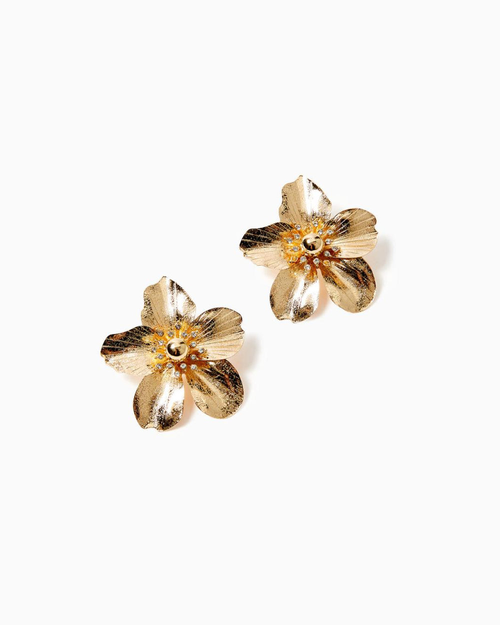 Lilly Pulitzer Small Orchid Earrings Gold Metallic | Women Jewelry
