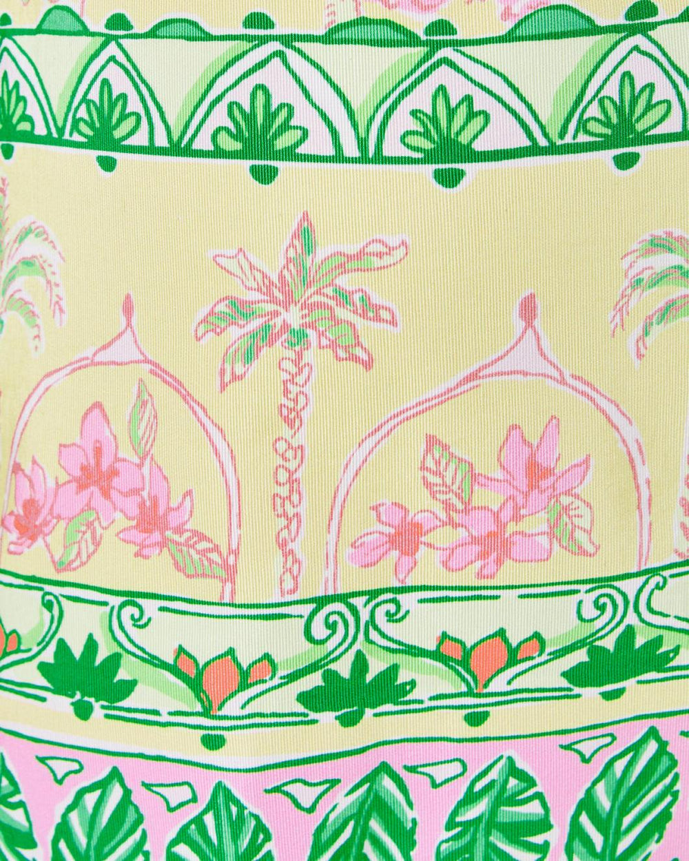 Lilly Pulitzer Soumya Short Sleeve Bow Romper Finch Yellow Tropical Oasis Engineered Romper | Women Rompers &amp; Jumpsuits