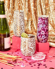 Lilly Pulitzer Stainless Steel Champagne Flute Gold Metallic Pattern Play | Women Tabletop