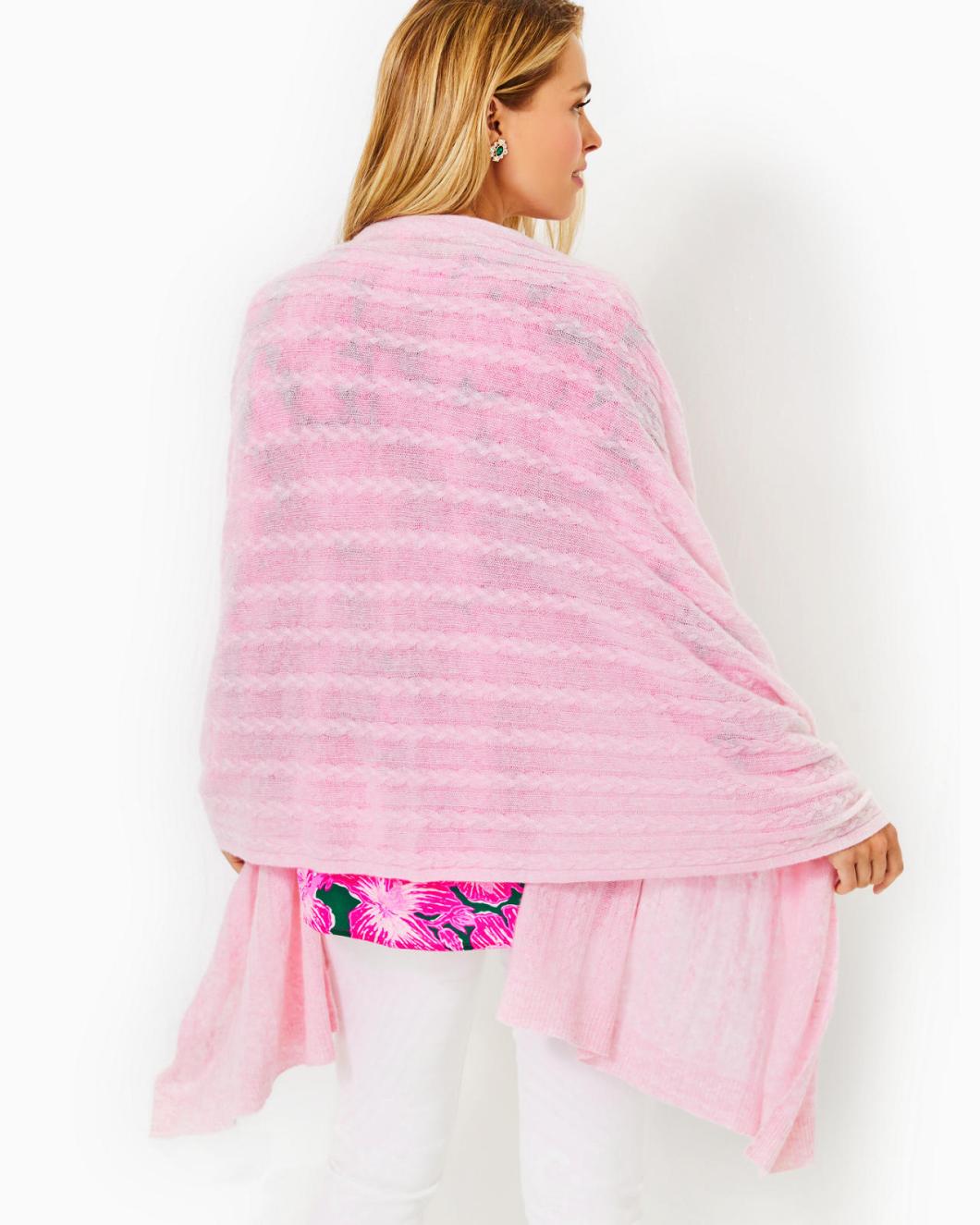 Lilly Pulitzer Take Me Away Cashmere Sweater Wrap Heathered Peony Pink | Women Tops