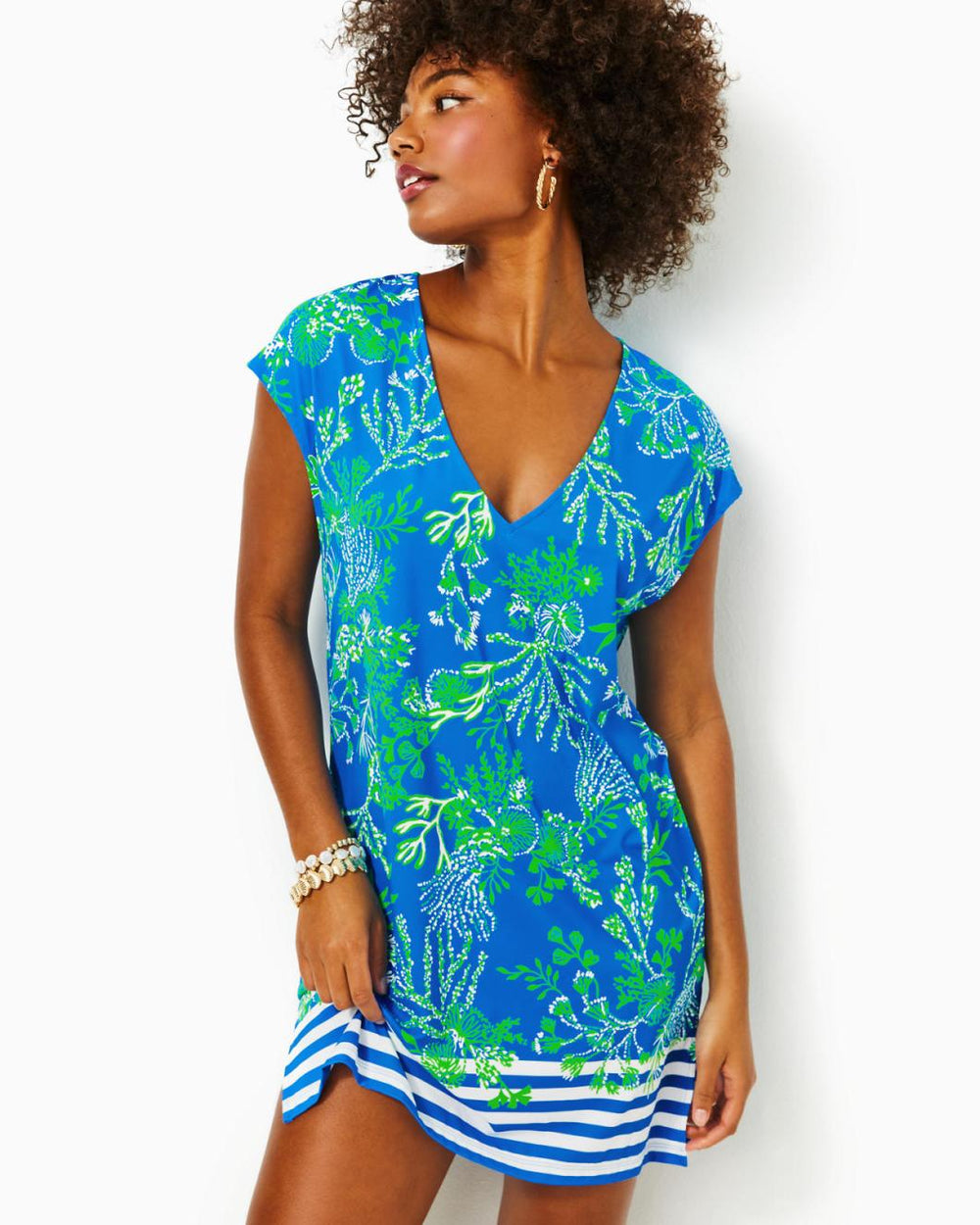 Lilly Pulitzer Talli Cover-Up Briny Blue A Bit Salty Engineered Coverup | Women Cover-Ups