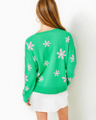 Lilly Pulitzer Tensley Cotton Sweater Spearmint Blossom Jacquard | Women Tops