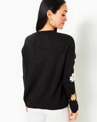 Lilly Pulitzer Tensley Sweater Black Blooming Embroidery | Women Tops