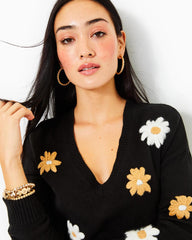 Lilly Pulitzer Tensley Sweater Black Blooming Embroidery | Women Tops