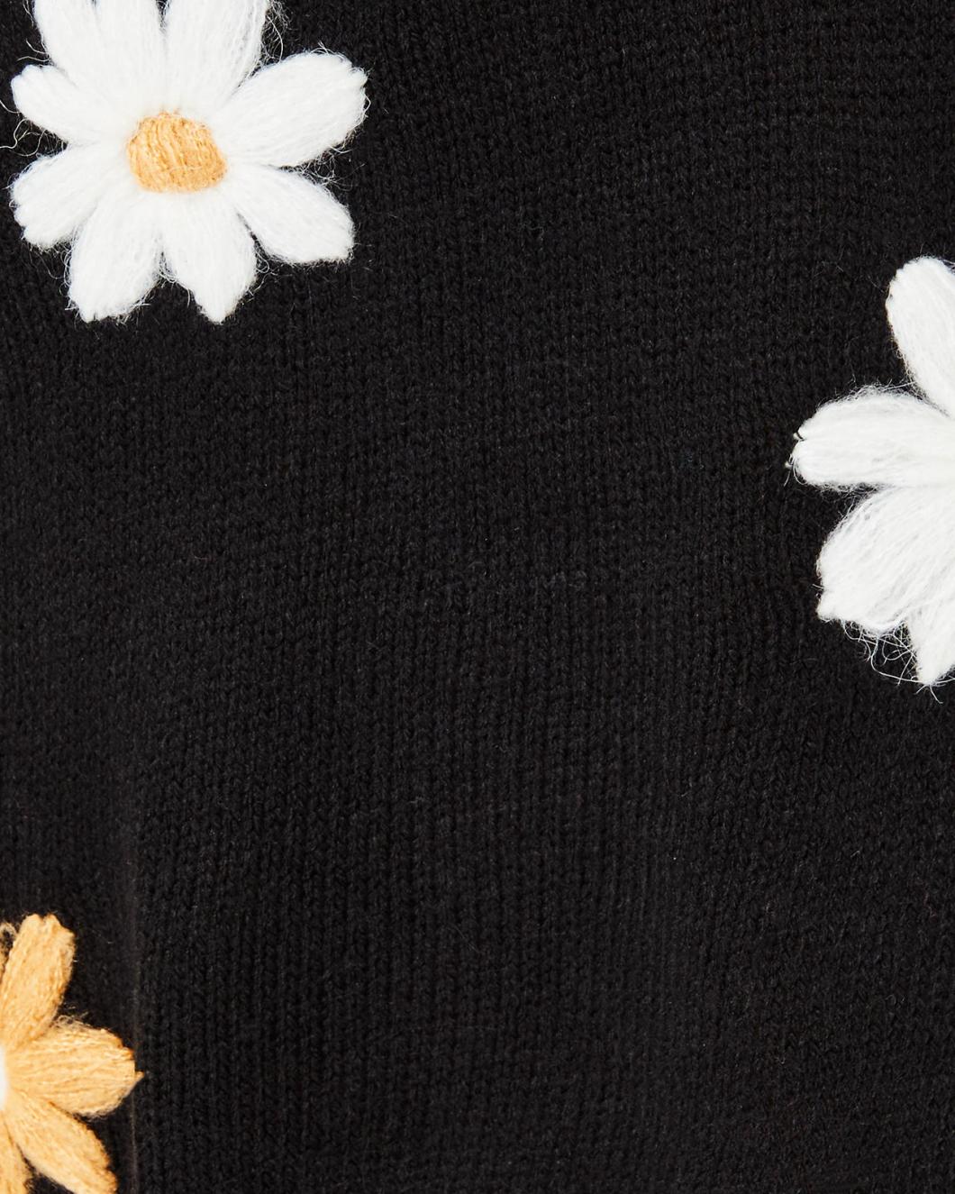 Lilly Pulitzer Tensley Sweater Black Blooming Embroidery | Women Tops