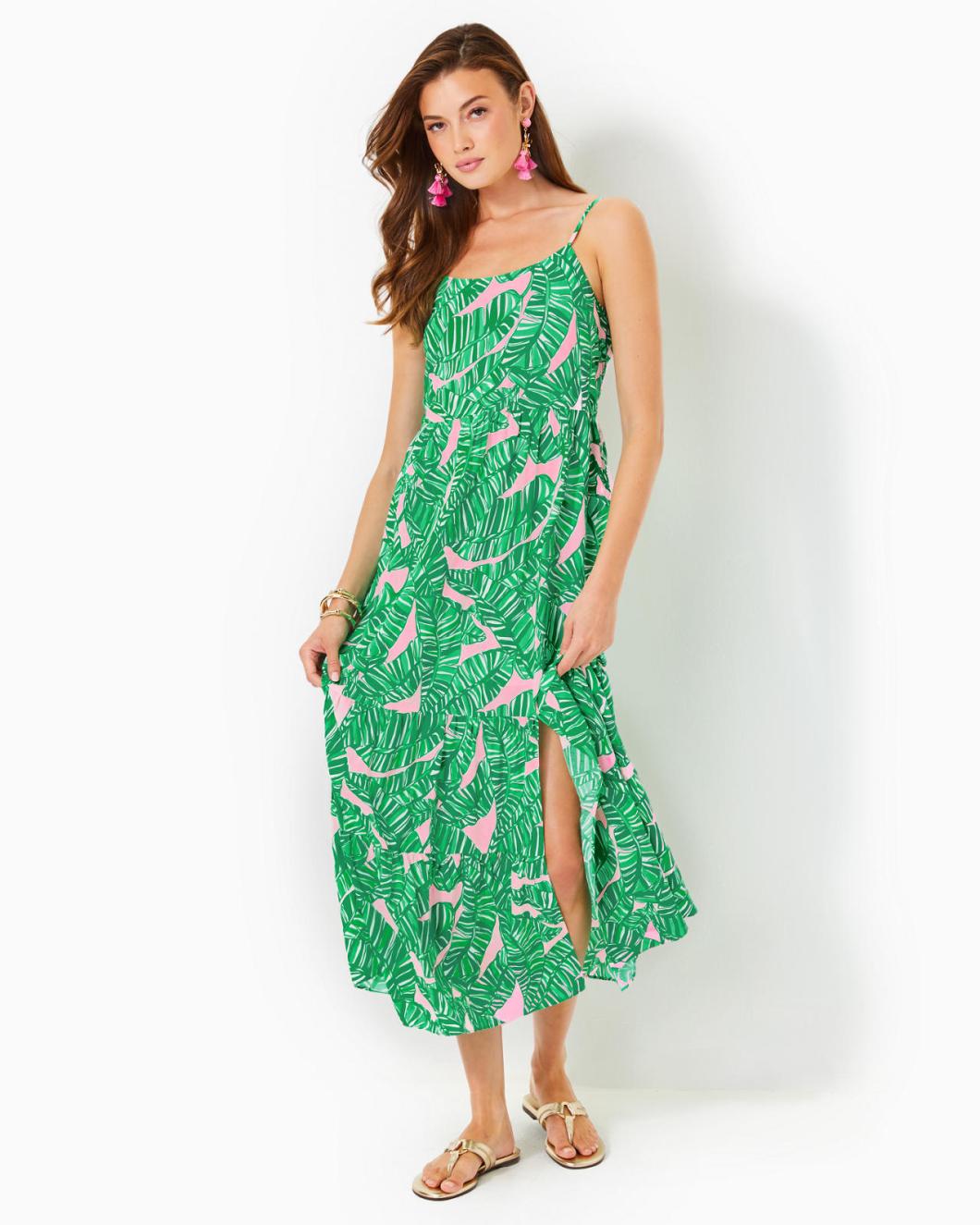 Lilly Pulitzer Teresa Maxi Dress Conch Shell Pink Lets Go Bananas | Women Swing Dresses