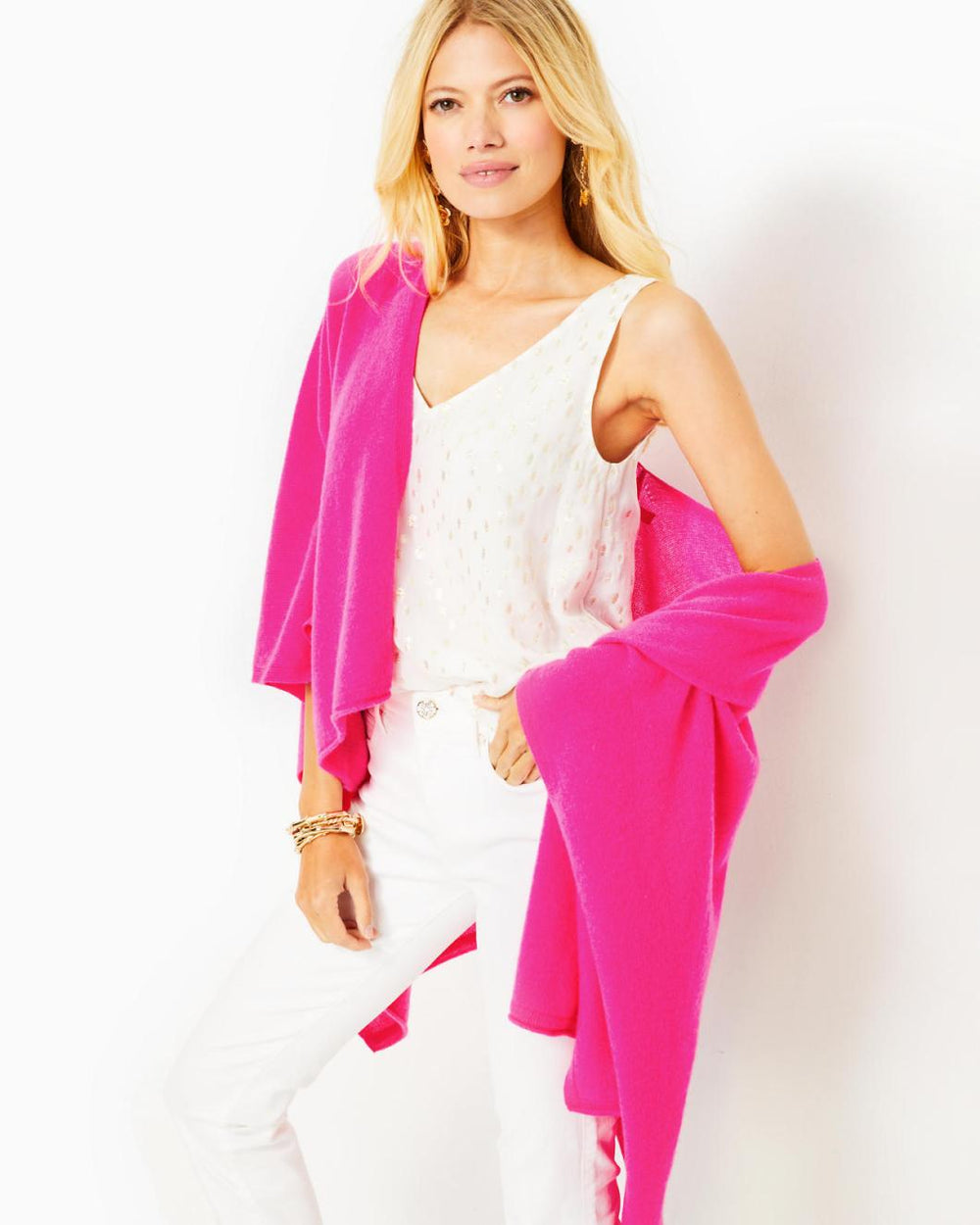 Lilly Pulitzer Terri Cashmere Wrap Pink Palms | Women Tops