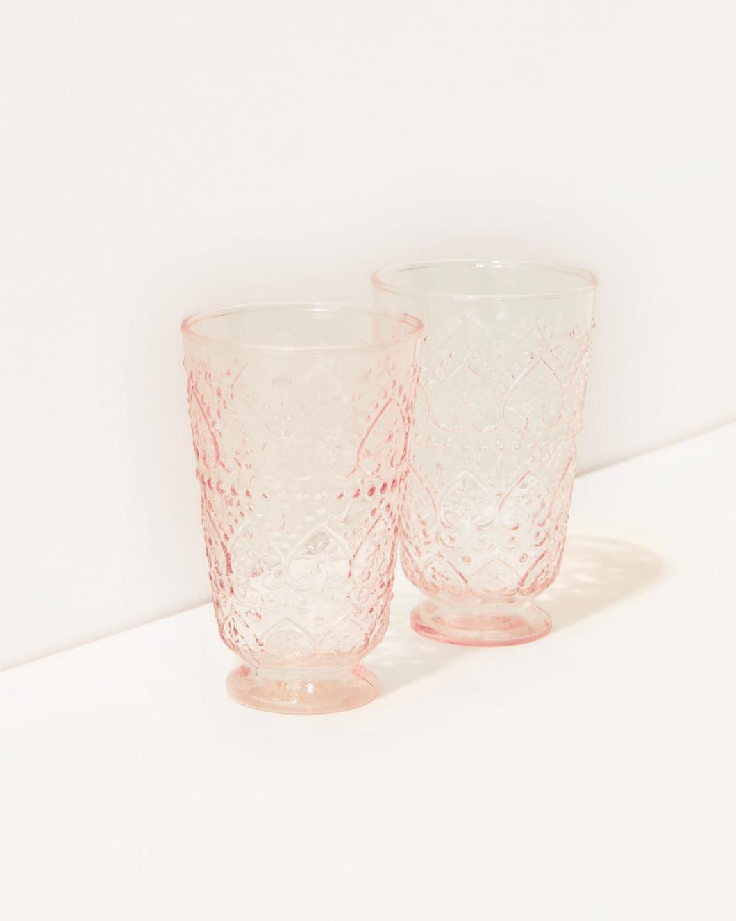 Lilly Pulitzer Textured Glass Tumbler Set Conch Shell Pink | Women Tabletop
