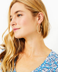 Lilly Pulitzer Tropical Twist Hoop Earrings Gold Metallic | Women Jewelry