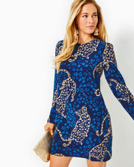 Lilly Pulitzer Tyra Silk Dress Low Tide Navy Oversized Easy To Spot | Women Straight Dresses