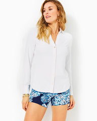 Lilly Pulitzer Upf 50+ Chillylilly Marlena Button Down Top Resort White | Women Tops