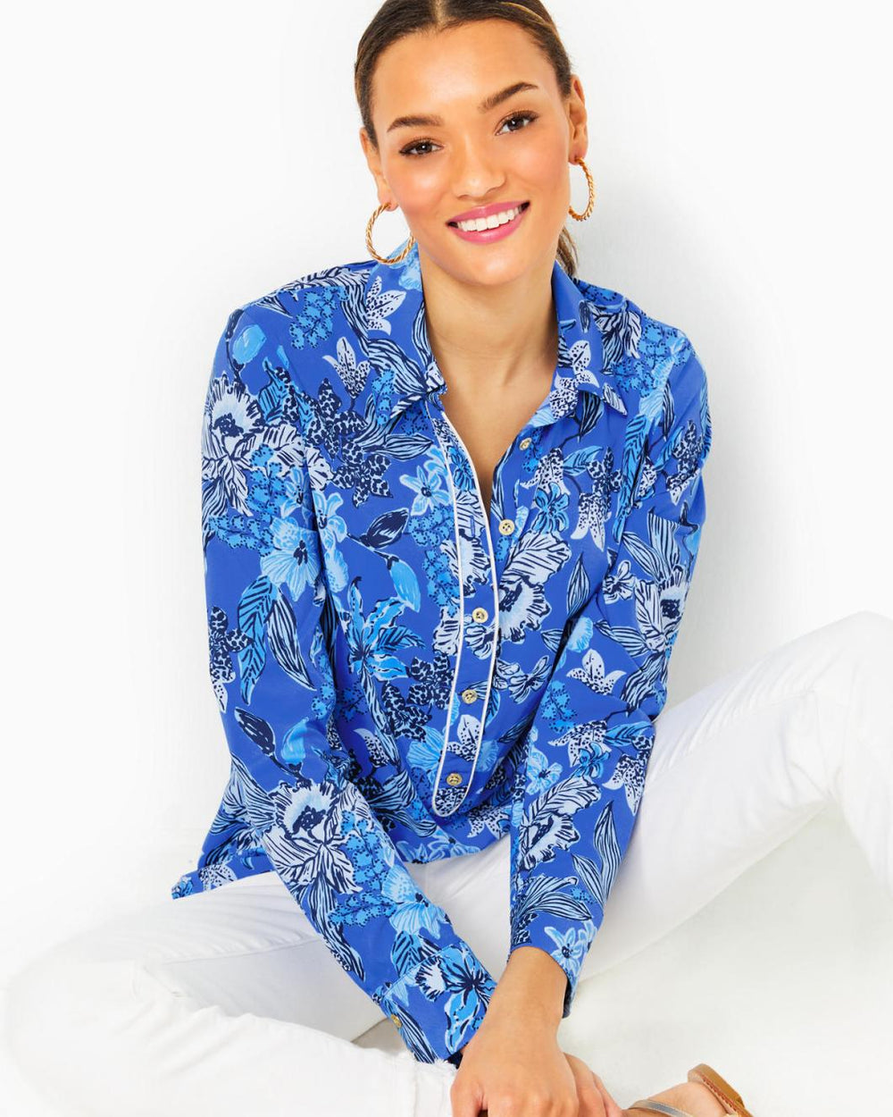 Lilly Pulitzer Upf 50+ Giavana Tunic Alba Blue Cruisin Together | Women Tops