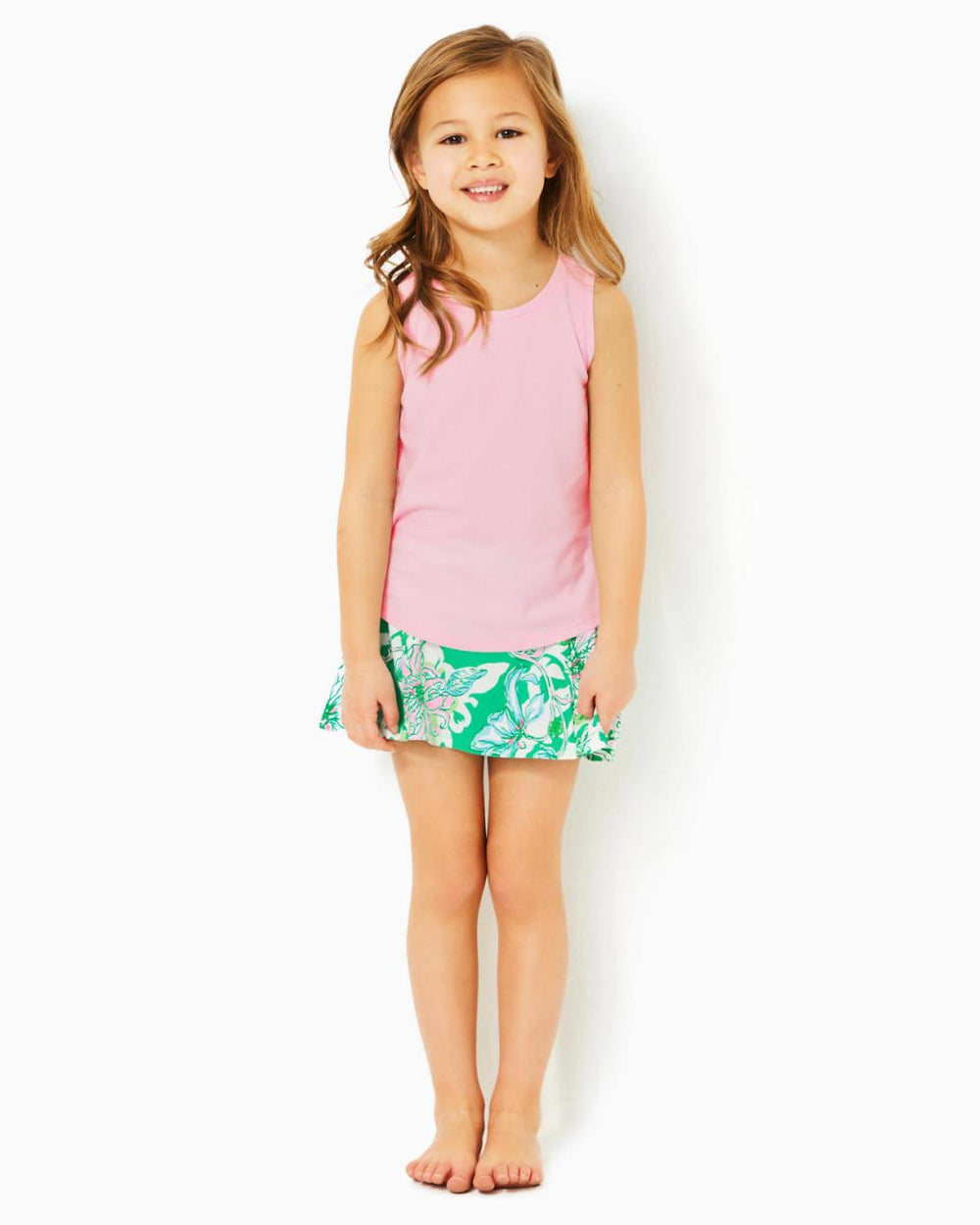 Lilly Pulitzer Upf 50+ Girls Mini Bacio Skort Spearmint Blossom Views | Girl Tops &amp; Bottoms